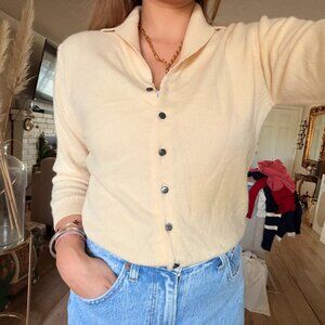 Vintage Scottish Cashmere Beige/Nude Button Cardigan